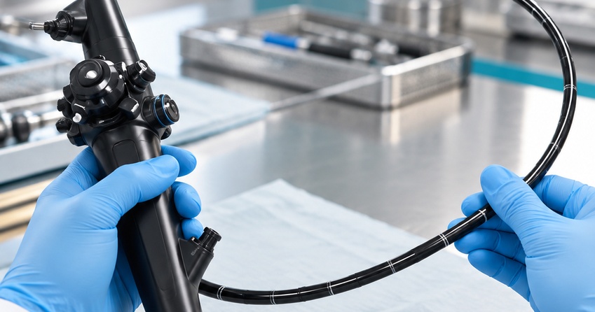 Flexible endoscope during technical inspection